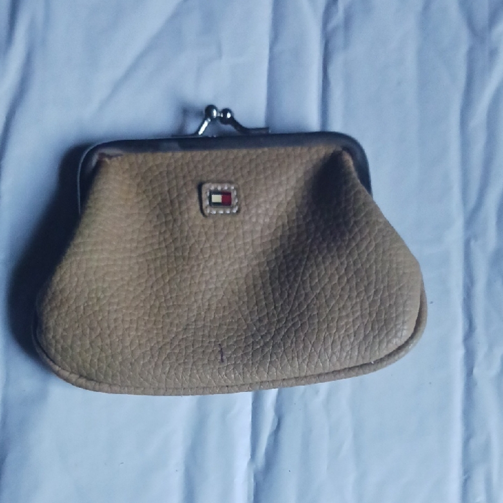 Tommy Hilfiger Tan Leather Coin Purse#vintage#FREE